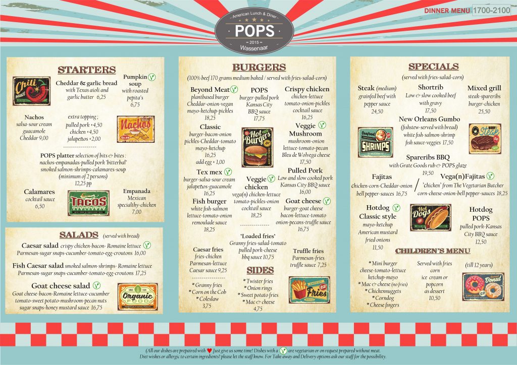 Menu Diner Pops